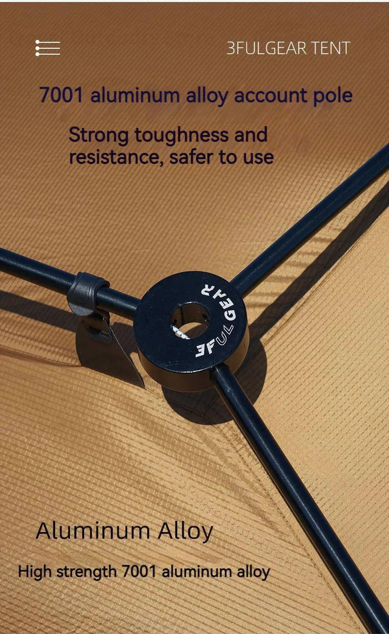 3FUL GEAR 2.0 Beetle 16 Dome Tent 70D Nylon Spherical Tent Breathable Large Space Tunnel Tent With Chimney Mouth Camping Hiking