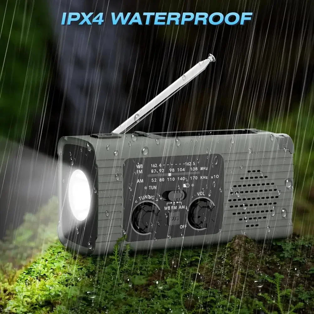 Portable Solar Radio Flashlight Hand Crank Weather Radio AM/FM/NOAA Radio Crank 3 Way Charging Survival For Camping