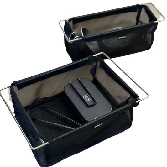 Folding Camping Mesh Basket Drainable Storage Bag Black-0