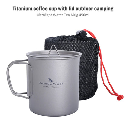 Boundless Voyage Camping Titanium Cup Mug Outdoor Tourist Picnic Cooking Hanging Pot Tableware Hiking Kitchen Equipment Cookware