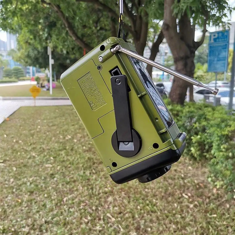 Emergency Solar Crank Radio AM FM SW Weather Alert 1200mAh Power Bank LED Flashlight SOS Alarm for Outdoor Survival Camping