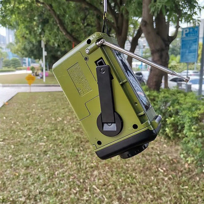 Emergency Solar Crank Radio AM FM SW Weather Alert 1200mAh Power Bank LED Flashlight SOS Alarm for Outdoor Survival Camping