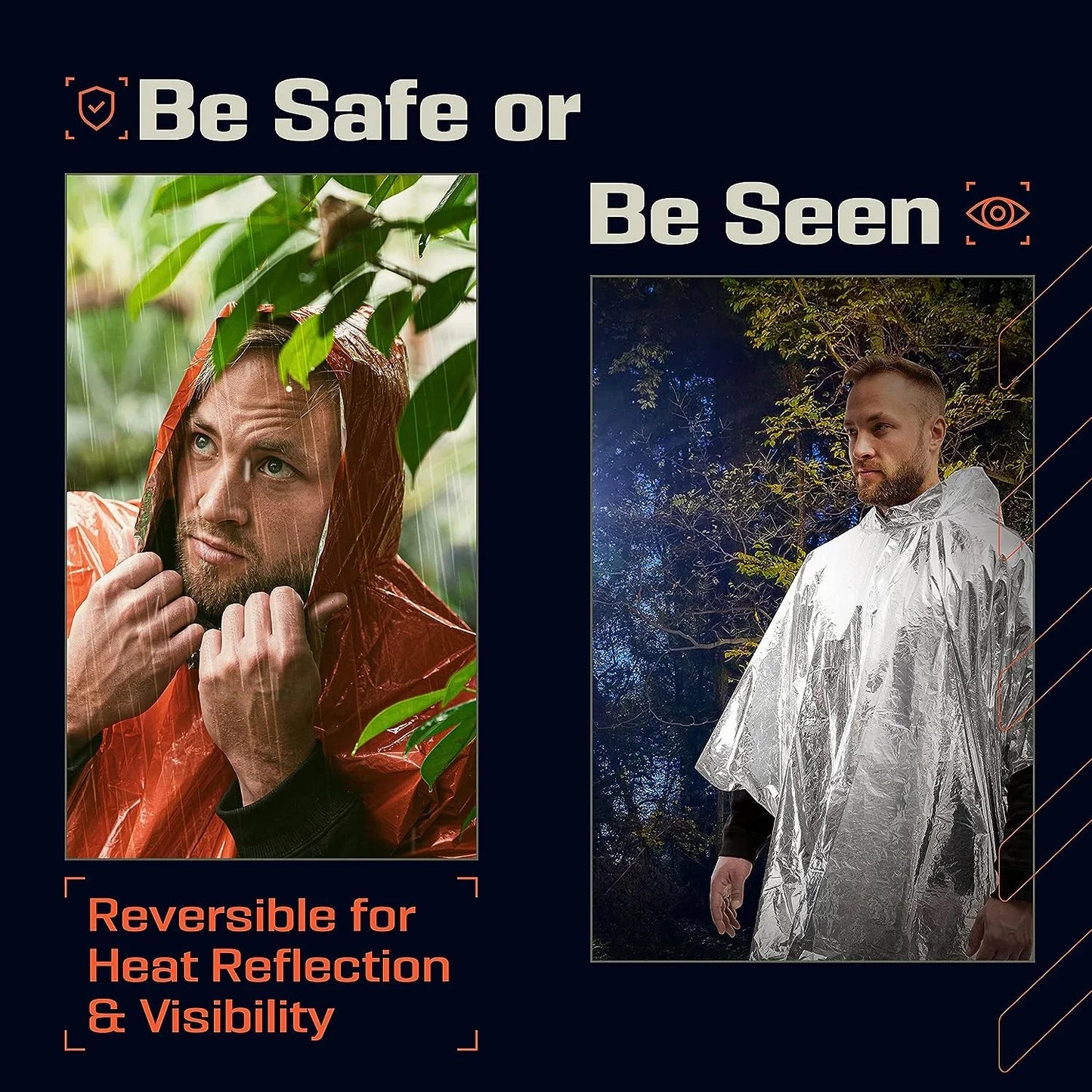 Emergency Rain Poncho Thermal Blanket Poncho Weather Proof Outdoor Survival Camping Gear Survival Gadgets Emergency Supplies