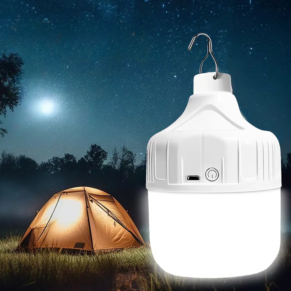 Portable LED Camping Light USB Rechargeable Multifunctional Outdoor Emergency Hanging Tent Lamp Hiking Picnics Night Lighting