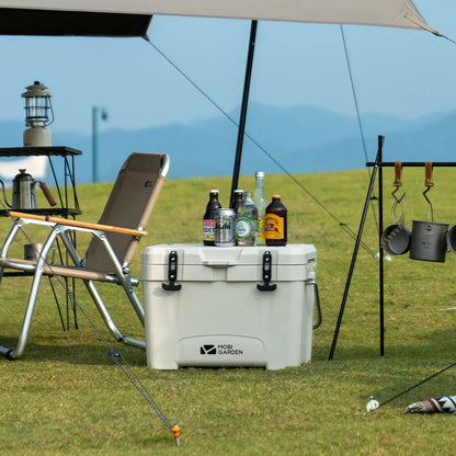 25L Portable Camping Ice Box Cold Storage Cooler White-3