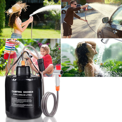 Portable Camping Shower with 20L Solar Heating Bag Rechargeable Electric Pump For Watering Flowers Hiking Beach Dog Washing
