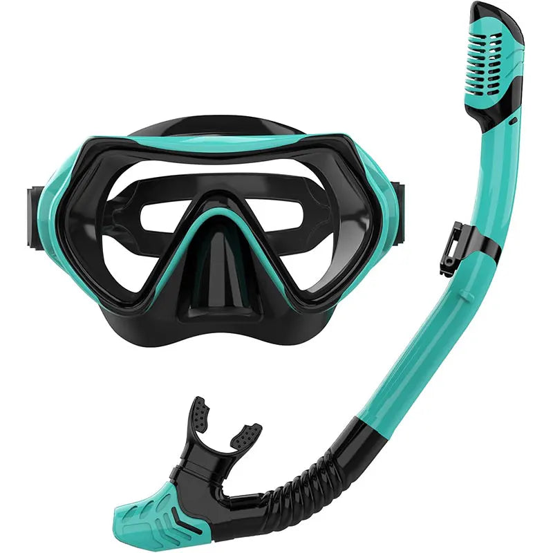 Adult Snorkelling Gear with 180 degree tempered glass anti-fog dry top snorkel Great Vision Swimming & Diving Gear