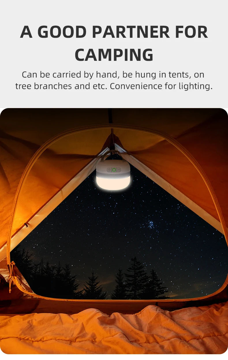 LV10 Outdoor LED Camping Flashlight 230 Hours Rechargeable Camping Lantern with Magnet Lighting Fixture Portable Emergency Light