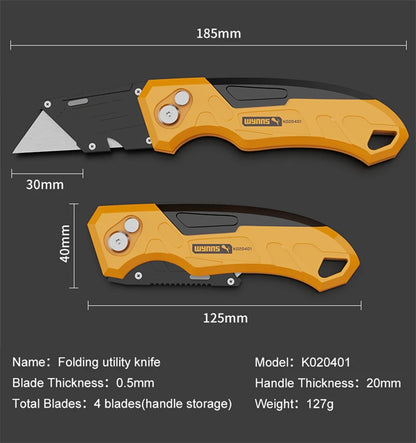 WYNNS Heavy Duty Box Cutter Folding Utility Knife Quick Change Blades SK5 Blades Cutting Tool Cutter for Cartons Cardboard Box