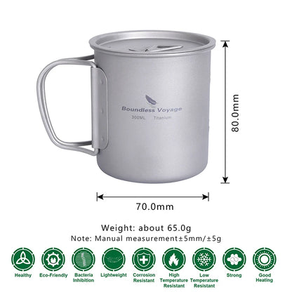 Boundless Voyage Camping Titanium Cup Mug Outdoor Tourist Picnic Cooking Hanging Pot Tableware Hiking Kitchen Equipment Cookware