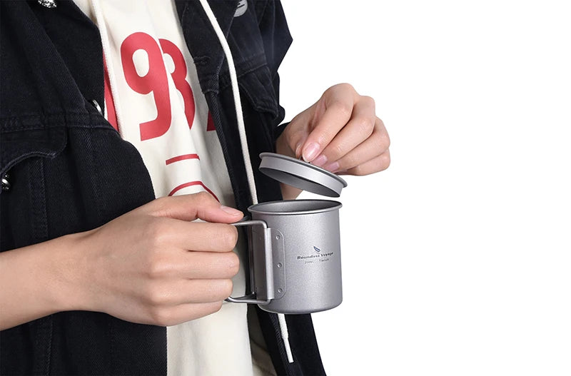 Boundless Voyage Camping Titanium Cup Mug Outdoor Tourist Picnic Cooking Hanging Pot Tableware Hiking Kitchen Equipment Cookware