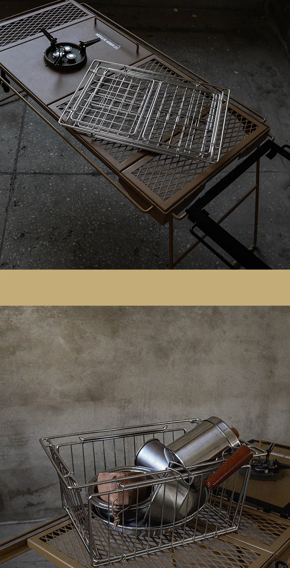 ARBOR FOLDING STAINLESS BASKET WILD CAMPING OUTDOOR