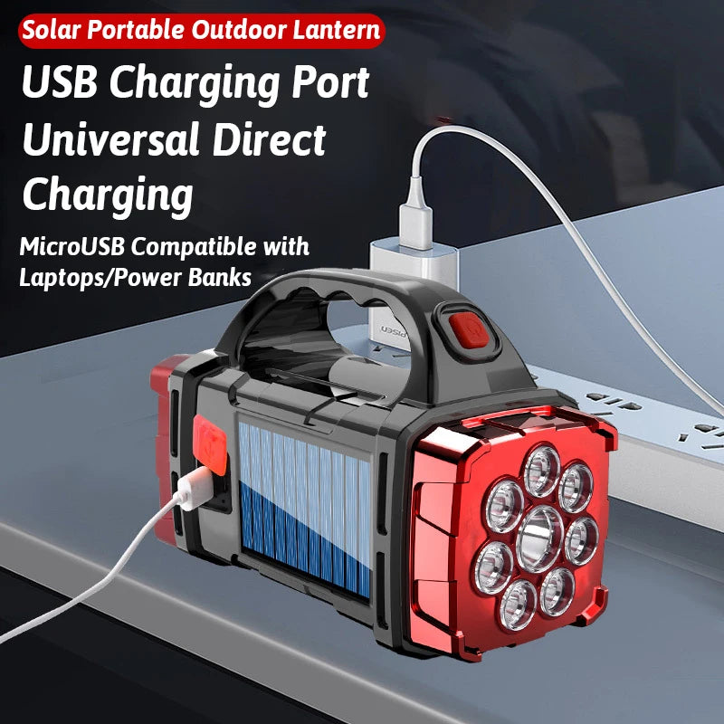 Dual Color + Dual Light Source Solar Rechargeable 16 LED Light USB Power Bank Function Multi Switches Portable Outdoor Lighting
