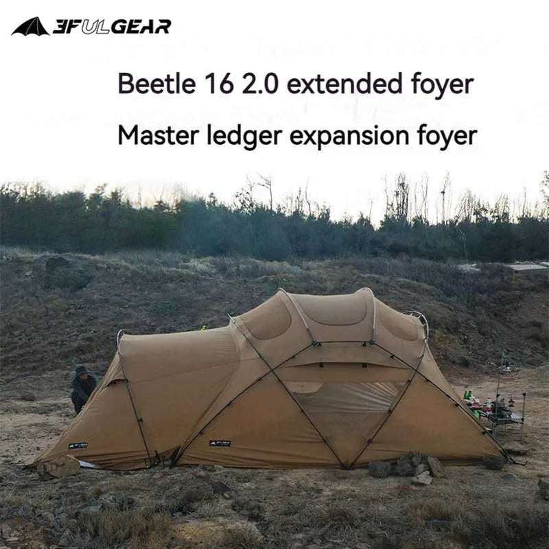 3FUL GEAR 2.0 Beetle 16 Dome Tent 70D Nylon Spherical Tent Breathable Large Space Tunnel Tent With Chimney Mouth Camping Hiking