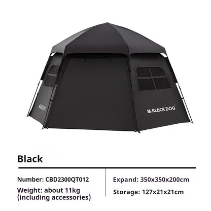 Naturehike Blackdog One-touch Tent Outdoor Automatic Tent Camping Dome Hexagonal Black Coated Quick Open Waterproof Shelter 150D