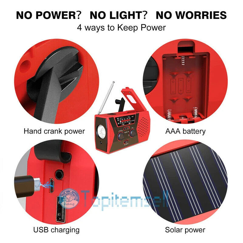 EDC USB Phone Emergency Charger Solar Hand Crank Portable Weather Radio For Outdoor Charger Camping Equipment Survival Tool 8