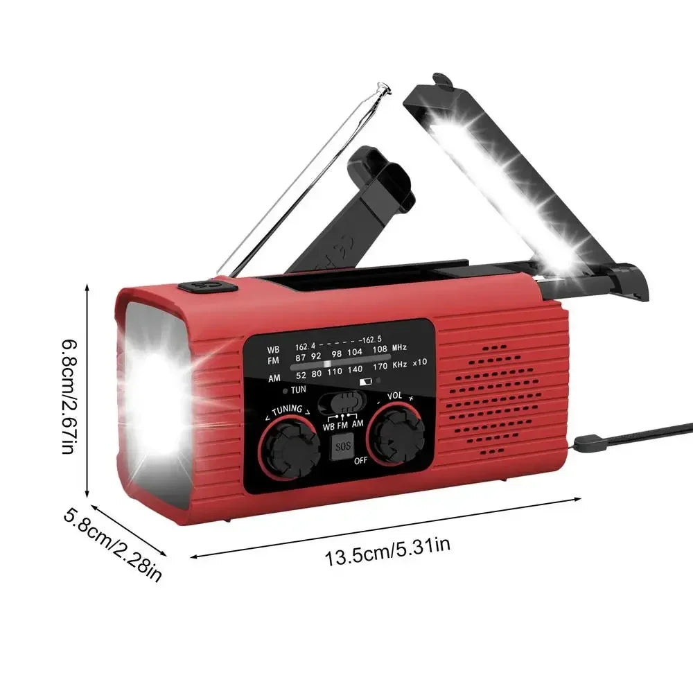 Portable Solar Radio Flashlight Hand Crank Weather Radio AM/FM/NOAA Radio Crank 3 Way Charging Survival For Camping