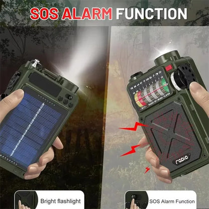 R11 Solar Hand Generator Radio Card Speaker Outdoor Emergency Disaster Prevention Survival Equipment with SOS Alarm Flashlight