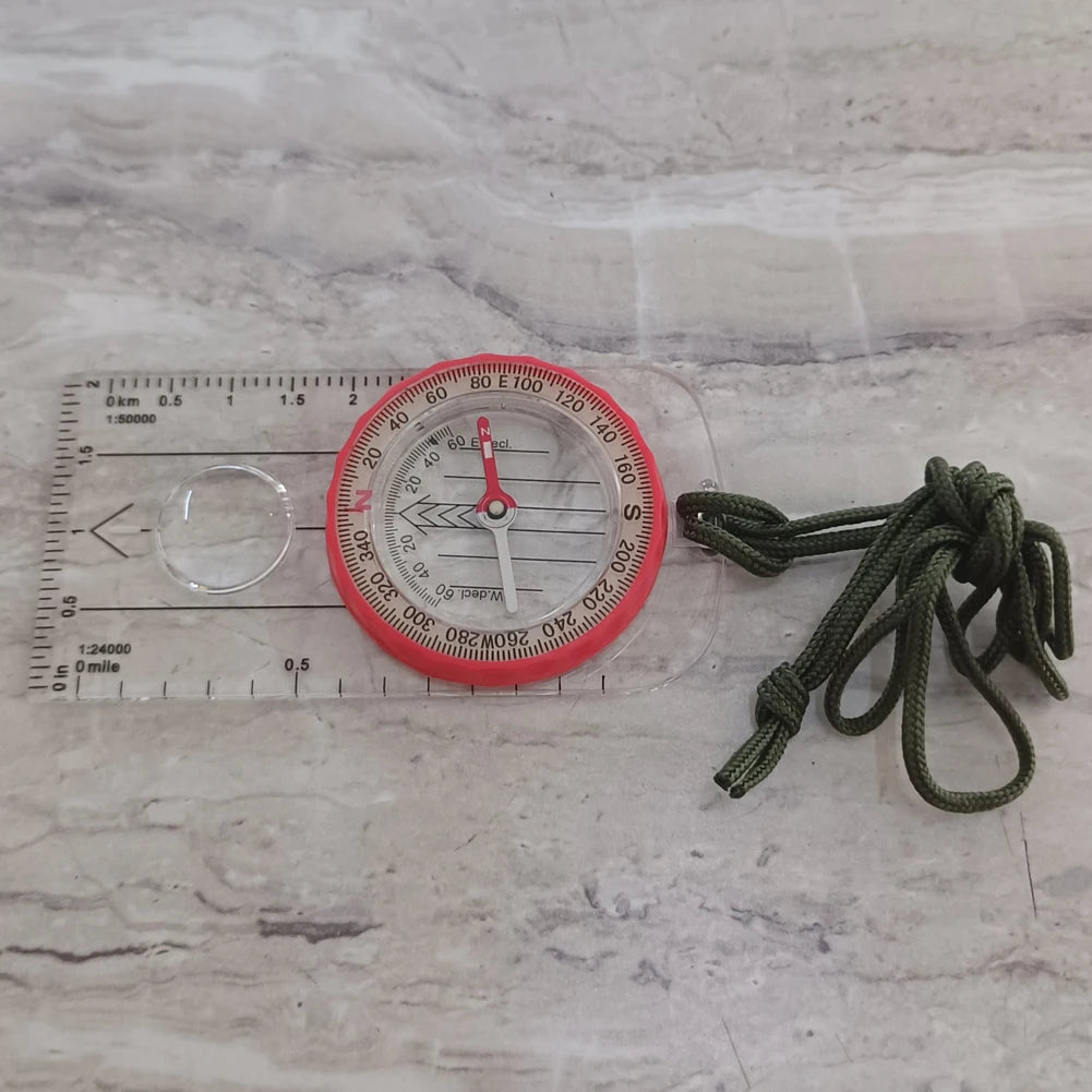 Luminous Compass High Accuracy Waterproof Adventure Warehouse Compass Multifunctional Outdoor with Magnifier for Hiking Survival