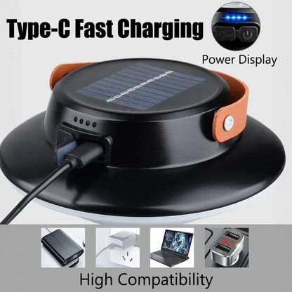 Solar LED Camping Light USB Rechargeable IP65 Lamp Outdoor Tent Hanging 4lighting Mode Lanterns Emergency Home Repair Work Light