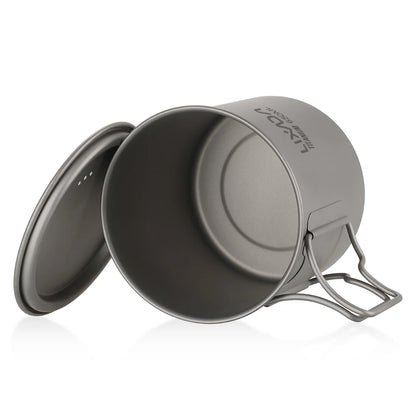 Lixada Ultralight Titanium Cup Mug 300/350/550/650ml/750ml Outdoor Water Cup Picnic Water Mug Tableware with Foldable Handle