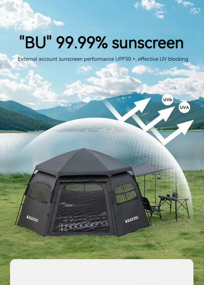 Naturehike Blackdog One-touch Tent Outdoor Automatic Tent Camping Dome Hexagonal Black Coated Quick Open Waterproof Shelter 150D