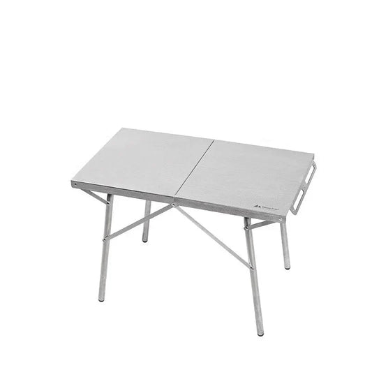 Stainless Steel Folding Camping Table Heat And Scratch Resistant Silver-0