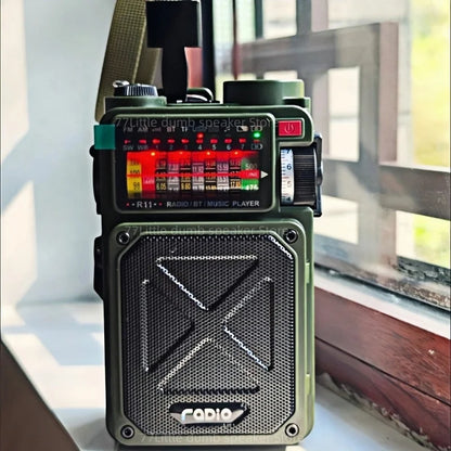 R11 Solar Hand Generator Radio Card Speaker Outdoor Emergency Disaster Prevention Survival Equipment with SOS Alarm Flashlight