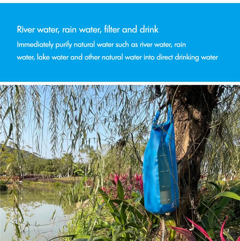Gravity Water Purifier, Bag Emergency Disaster Relief Outdoor Portable Filter Water Purifier Field Camping Equipment Gravity
