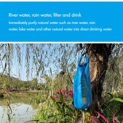 Gravity Water Purifier, Bag Emergency Disaster Relief Outdoor Portable Filter Water Purifier Field Camping Equipment Gravity