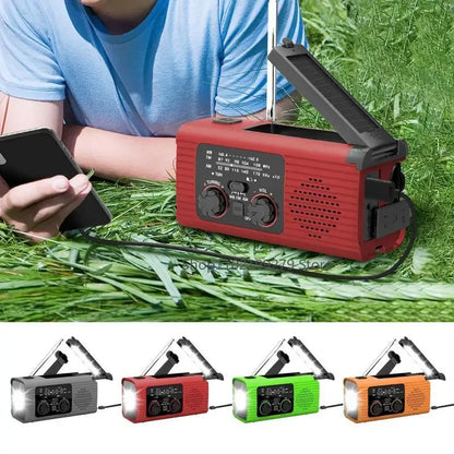 Portable Solar Radio Flashlight Hand Crank Weather Radio AM/FM/NOAA Radio Crank 3 Way Charging Survival For Camping