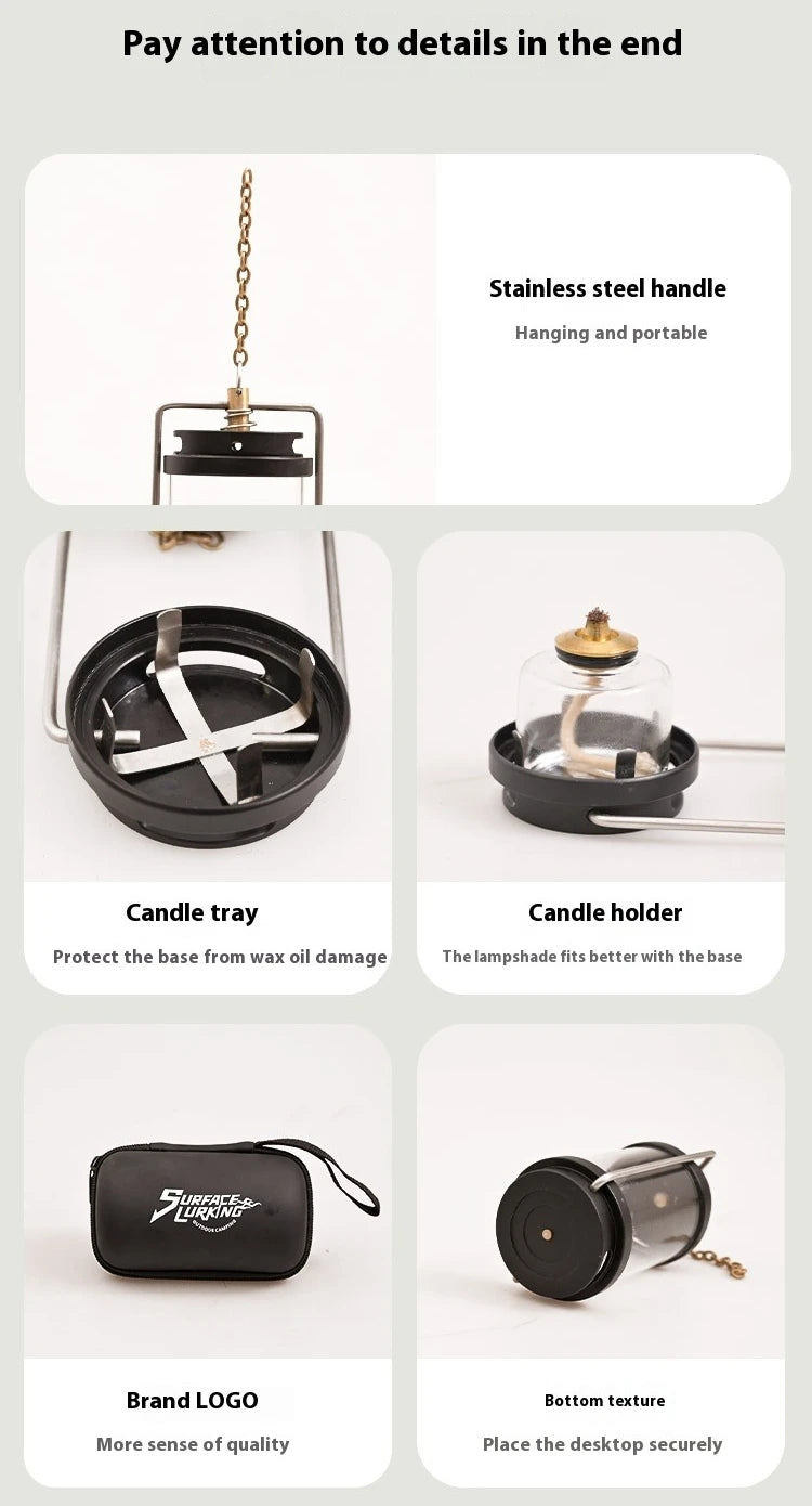 MOUNTAINHIKER GOPEAK Outdoor Candle Light Set Picnic Camping Retro Decorate Ambience Light Creative Desktop Bedside Candle Light