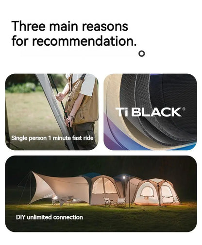 Naturehike Cloud World Awning 4 Persons Tarp Shelter Canopy 10㎡ Camping Large Shade Titanium Vinyl Black UPF50+ Waterproof Tent