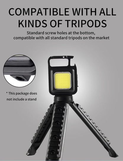 LED Flashlight Super Bright 1000LM Folding Bracket Bottle Opener Keychain USB Rechargeable Waterproof Light Outdoor Camping Tool