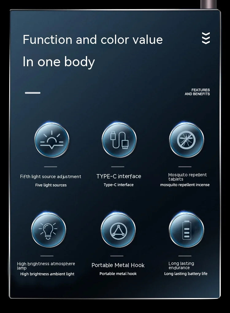 Multi-function Camping Mosquito Lamp Rechargeable Portable LED Flashlight Outdoor Lighting Mosquito Repellent Light with Tripod