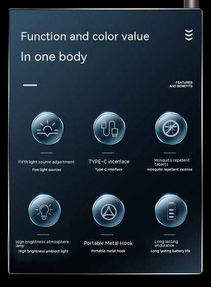 Multi-function Camping Mosquito Lamp Rechargeable Portable LED Flashlight Outdoor Lighting Mosquito Repellent Light with Tripod