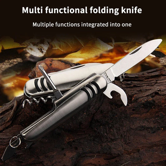 1 Piece Multifunctional Folding Stainless Steel Knife Swiss Army Knife Camping Knife Fruit Knife Barbecue Universal Knife