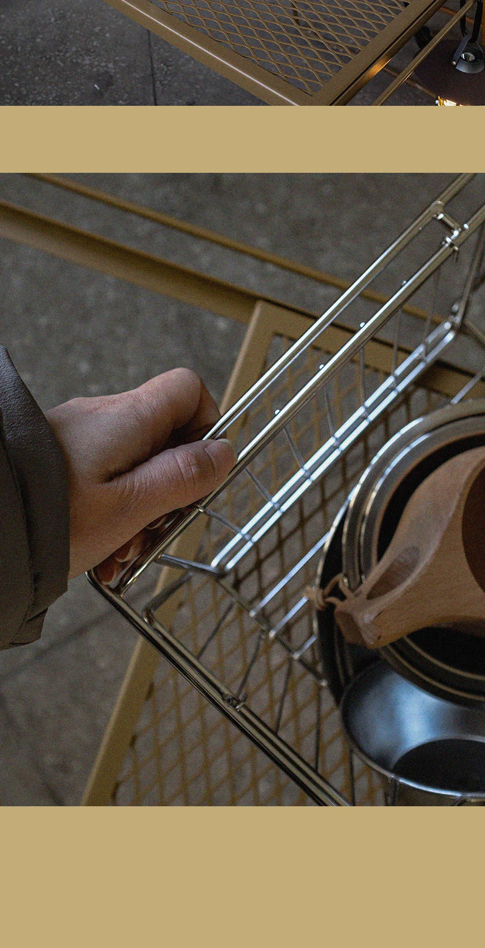 ARBOR FOLDING STAINLESS BASKET WILD CAMPING OUTDOOR