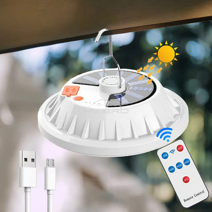 Outdoor Solar LED Portable Lantern Remote Control Lamps Charge Waterproof For Emergency Home Night Market Hang Lights Camping