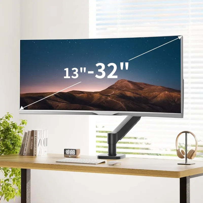 Hot Sale Computer Desk Monitor Mounting Bracket Height Adjustable 13 "-32" Screen Stock Aluminum Mono Gas Spring Monitor Arm