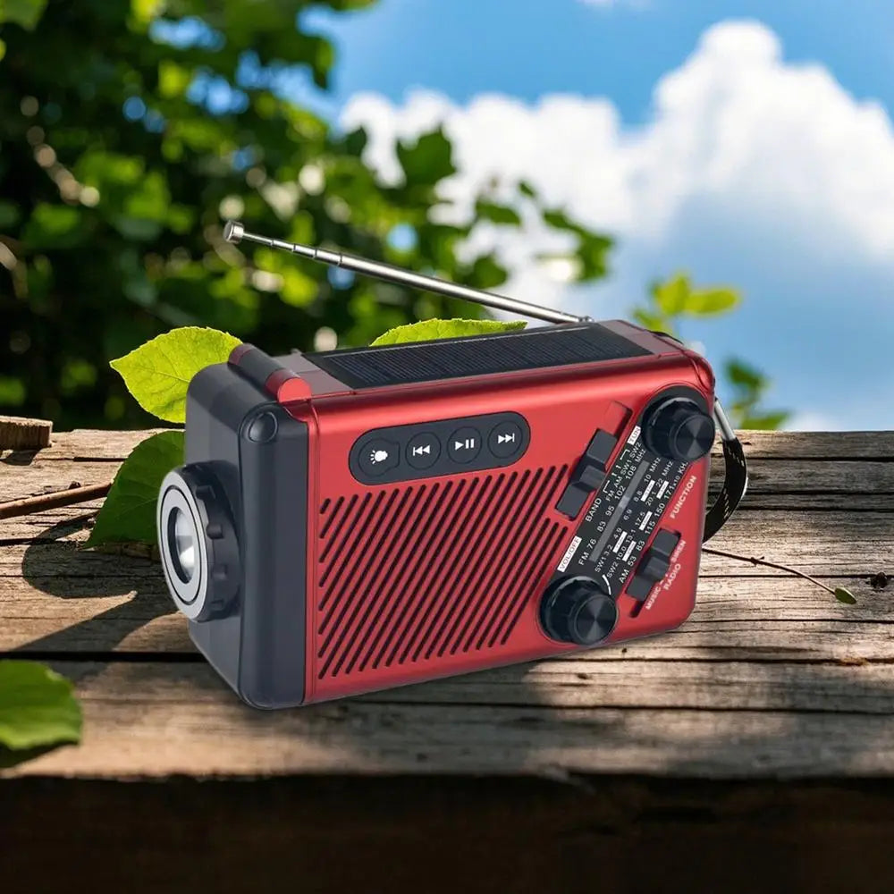 Emergency Solar Crank Radio AM FM SW Weather Alert 1200mAh Power Bank LED Flashlight SOS Alarm for Outdoor Survival Camping