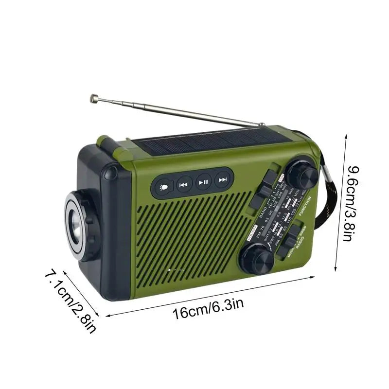 Emergency Solar Crank Radio AM FM SW Weather Alert 1200mAh Power Bank LED Flashlight SOS Alarm for Outdoor Survival Camping