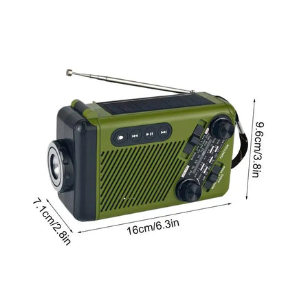 Emergency Solar Crank Radio AM FM SW Weather Alert 1200mAh Power Bank LED Flashlight SOS Alarm for Outdoor Survival Camping