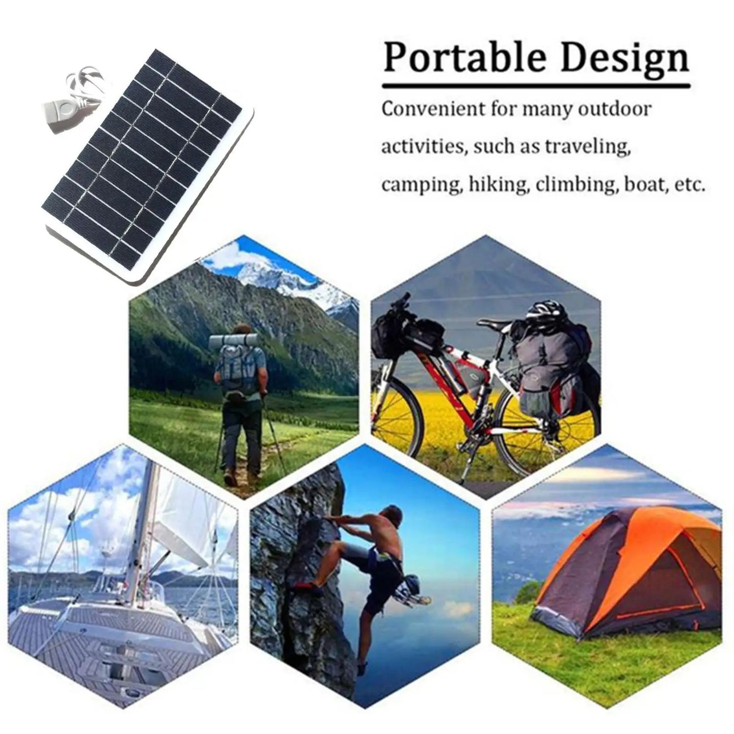 Portable Solar Panel 5V 2W Solar Plate With USB Safe Charge Stabilize Battery Charger For Power Bank Phone Outdoor Camping Home