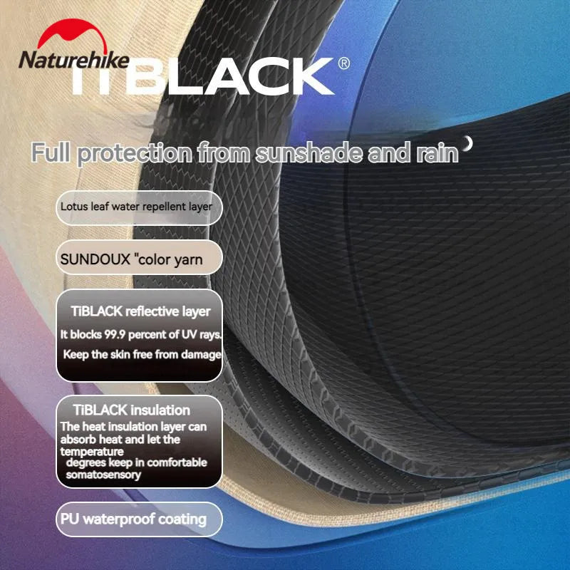 Naturehike Cloud World Awning 4 Persons Tarp Shelter Canopy 10㎡ Camping Large Shade Titanium Vinyl Black UPF50+ Waterproof Tent