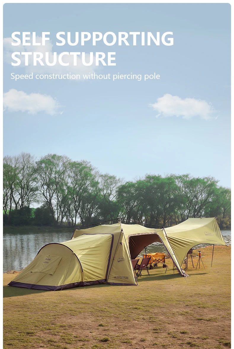 BISINNA 6-8 Persons One-touch Dome Tent Vinyl Coated Canopy Waterpoof Sunshade Shelter for Family Camping Travel Outdoors