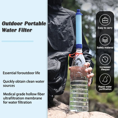 Outdoor Water Filter Wilderness Personal Water Filter Straw Emergency Survival Gear Camping Hiking Mountaineering Backpacking