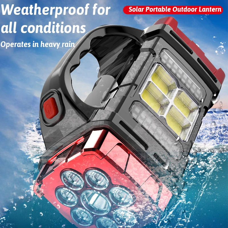 Dual Color + Dual Light Source Solar Rechargeable 16 LED Light USB Power Bank Function Multi Switches Portable Outdoor Lighting