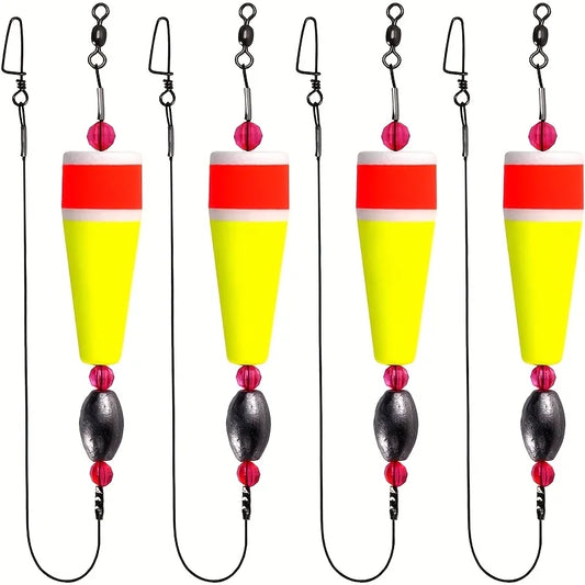 4pcs Fishing Floats Rigs Popping Corks for Saltwater Freshwater Rattle Weighted Bobbers Fishing Tackle 2/3/4/5in Colored Float