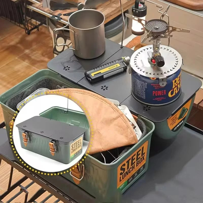 Folding Table Top Aluminum Alloy Table Board Plate Mini Shelf Table Board Felt Lining For Stanley Lunch Box 9.4L Camping Gear